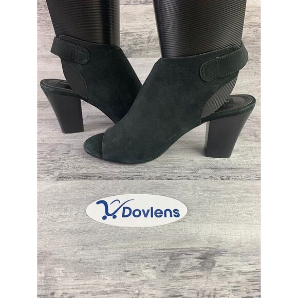 Steven By Steve Madden Womens Peep Toe Black Suede Heeled Ankle Booties Size 10 - Picture 4 of 5